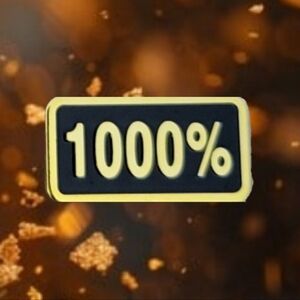 "1000%" Metal Lapel Pin in Black and Gold